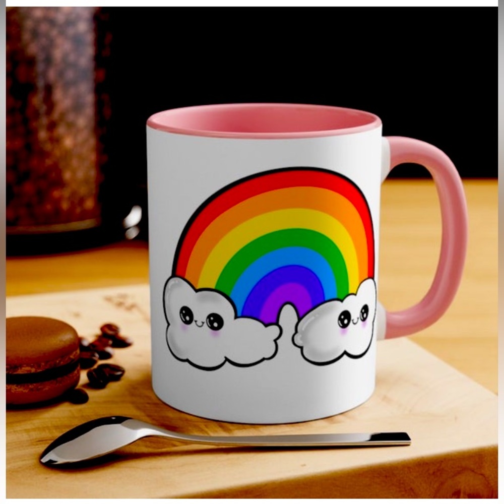 🌈🌥️ Kawaii Rainbow Cloud Coffee Mug